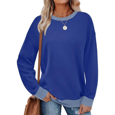 MARGA- Contrast Trim Crew Neck Long Sleeve Tunic Sweatshirt