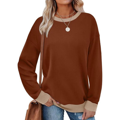 MARGA- Contrast Trim Crew Neck Long Sleeve Tunic Sweatshirt