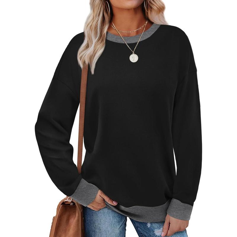 MARGA- Contrast Trim Crew Neck Long Sleeve Tunic Sweatshirt