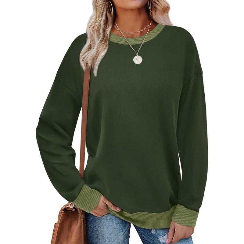 MARGA- Contrast Trim Crew Neck Long Sleeve Tunic Sweatshirt