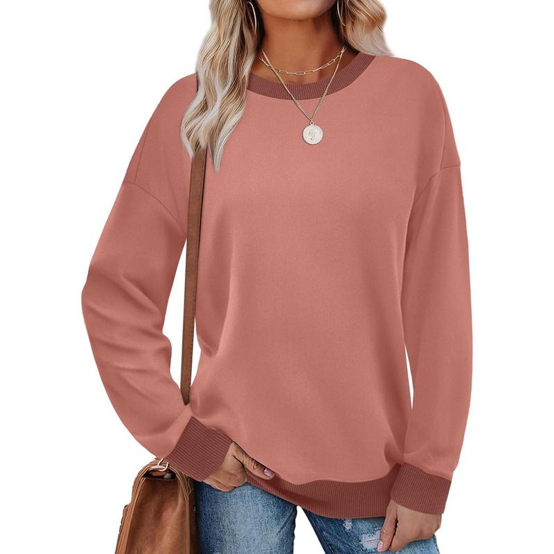 MARGA- Contrast Trim Crew Neck Long Sleeve Tunic Sweatshirt