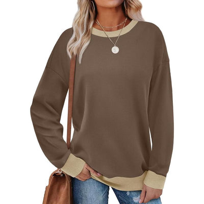 MARGA- Contrast Trim Crew Neck Long Sleeve Tunic Sweatshirt