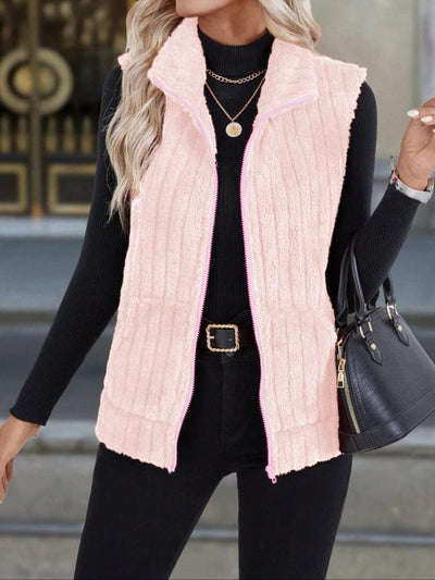 GRACE™ - Warm Ribbed Fleece Vest with Zipper Pocket for Fall & Winter