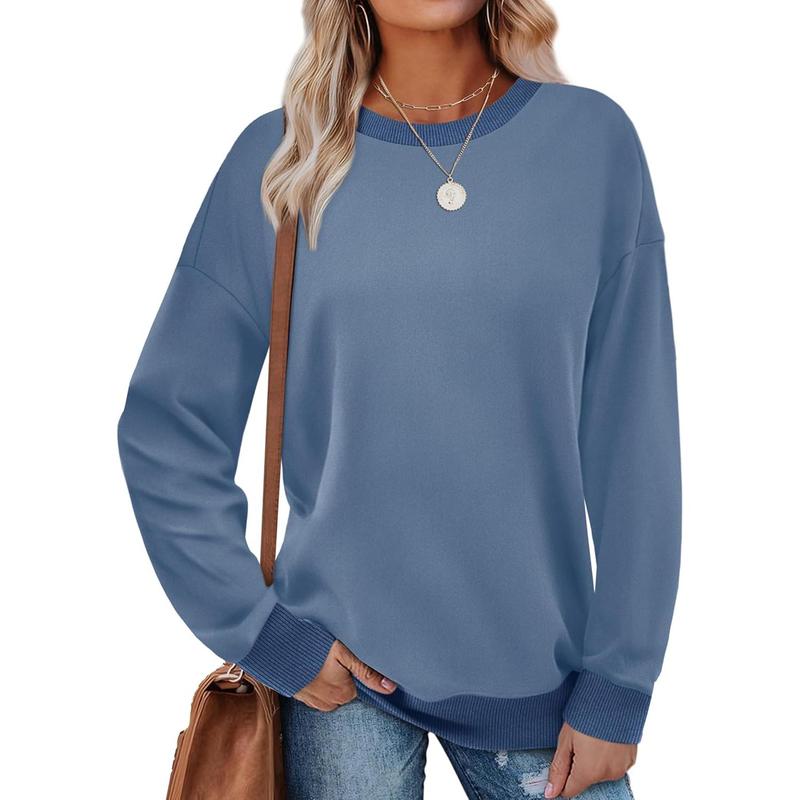 MARGA- Contrast Trim Crew Neck Long Sleeve Tunic Sweatshirt